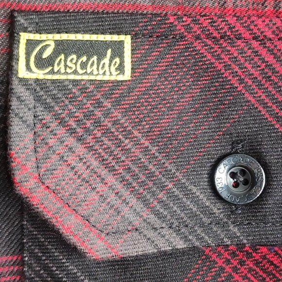 Cascade Shirt Mens XL Red Black Plaid Long Sleeve Button Front Pockets - Picture 3 of 11